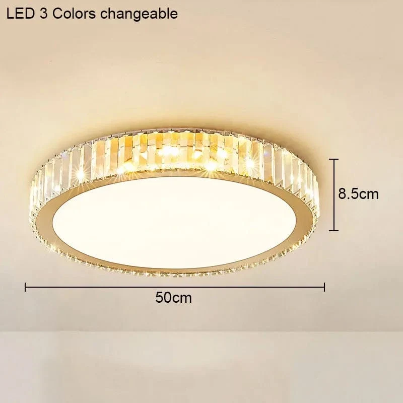 Living Room Crystal Round Ceiling Lamp Light Luxury Bedroom Study Room Dining Room Flower Square Shaped Led Lighting