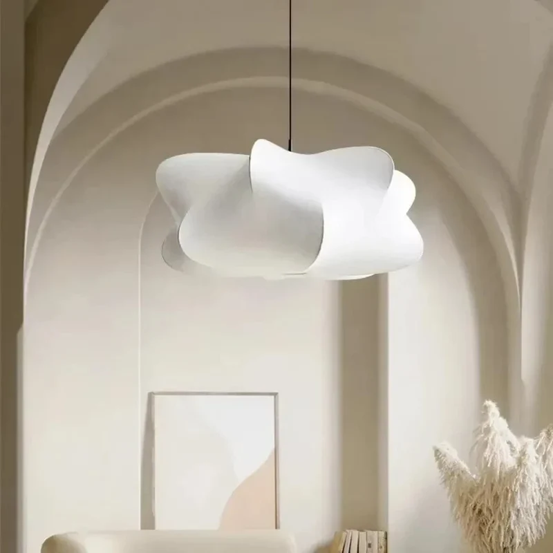 Wabi Sabi Living Room Ceiling Lamp Shop Bar Parlor Pendant Lights Silk Hanging Chandelier Home Decorations Lustre E27 (No Bulb))