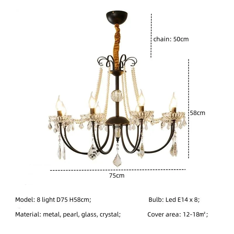 New American Luxury Crystal Led Chandelier Living Room Lustre E14 Led Pendant Light French Chandelier Lighting Led Lamparas