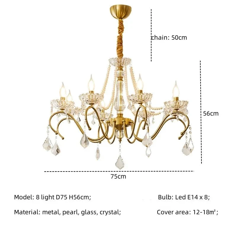 New American Luxury Crystal Led Chandelier Living Room Lustre E14 Led Pendant Light French Chandelier Lighting Led Lamparas