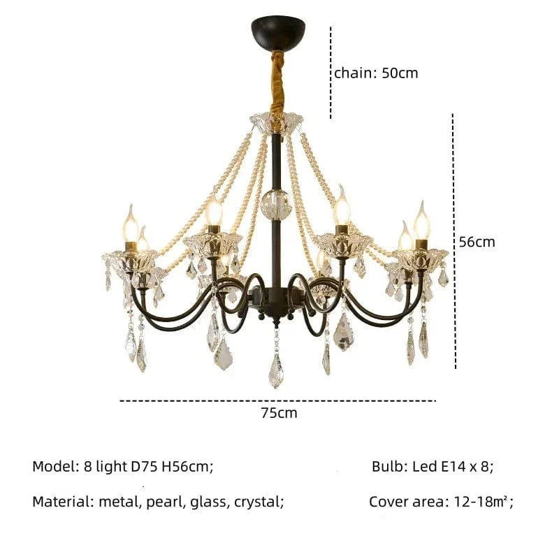 New American Luxury Crystal Led Chandelier Living Room Lustre E14 Led Pendant Light French Chandelier Lighting Led Lamparas
