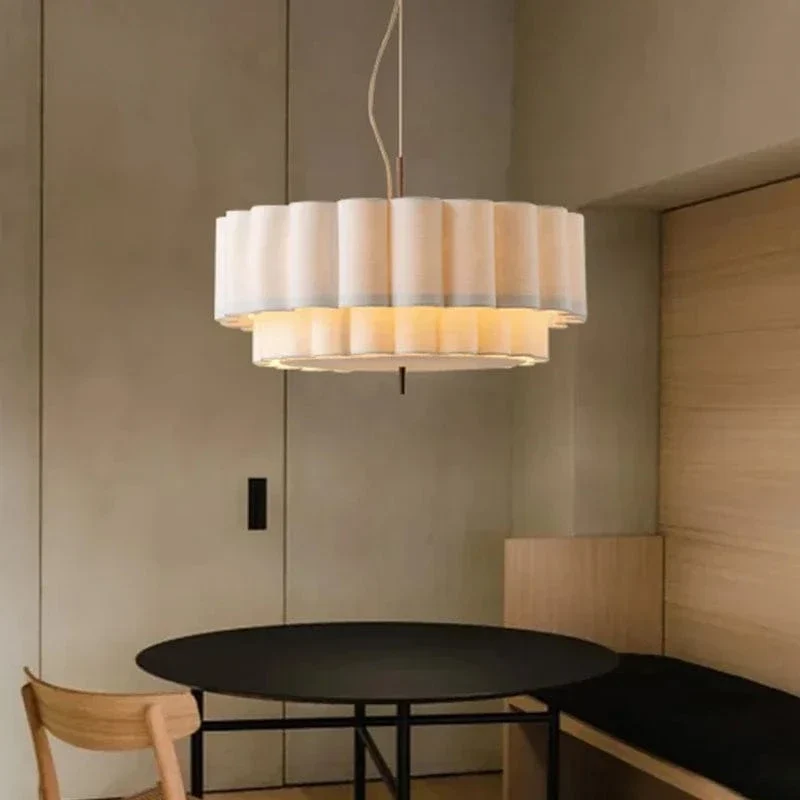 Wabi Sabi Cloth Pendant Lamps Fabric Skil Hanging Chandelier Light Fixture for Living Dining Room Bedroom Home Decor