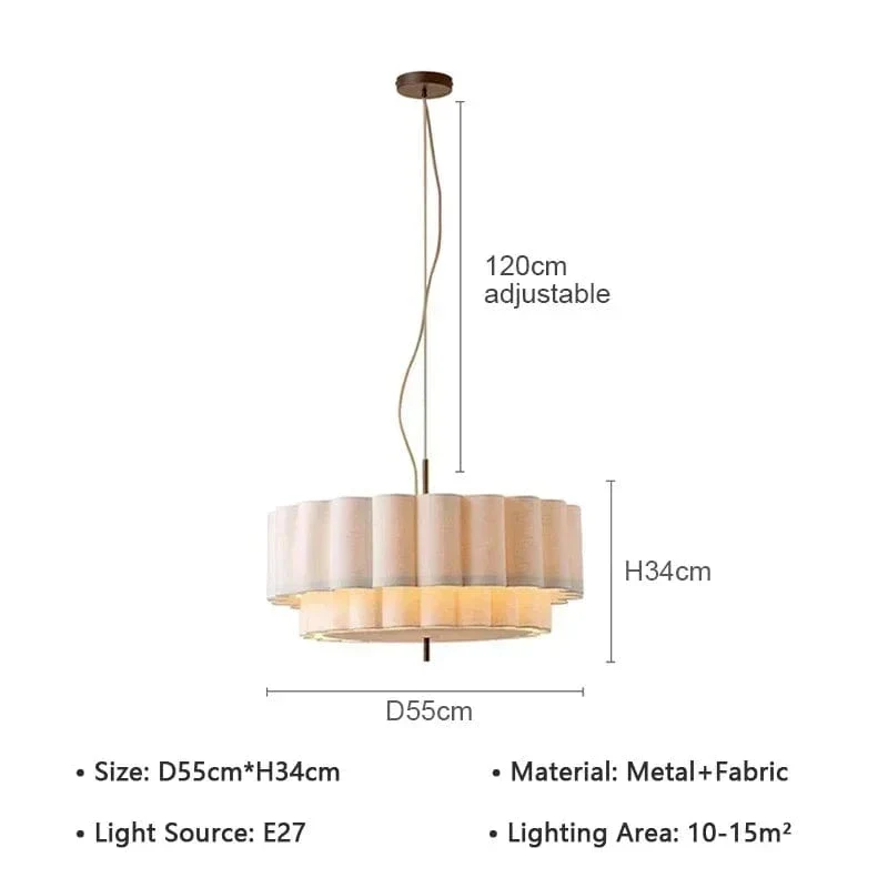 Wabi Sabi Cloth Pendant Lamps Fabric Skil Hanging Chandelier Light Fixture for Living Dining Room Bedroom Home Decor
