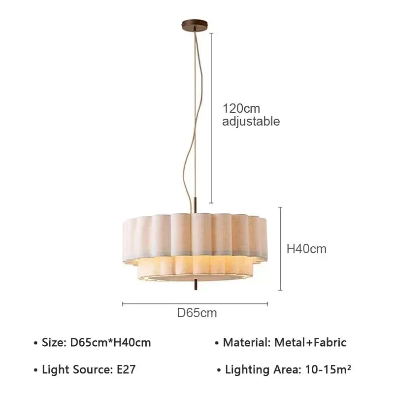 Wabi Sabi Cloth Pendant Lamps Fabric Skil Hanging Chandelier Light Fixture for Living Dining Room Bedroom Home Decor