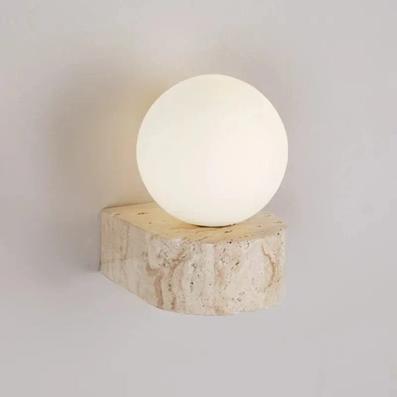 Japanese style retro natural stone wall lamp Nordic room decoration wall lamp glass lampshade wall lamp bedroom home lighting