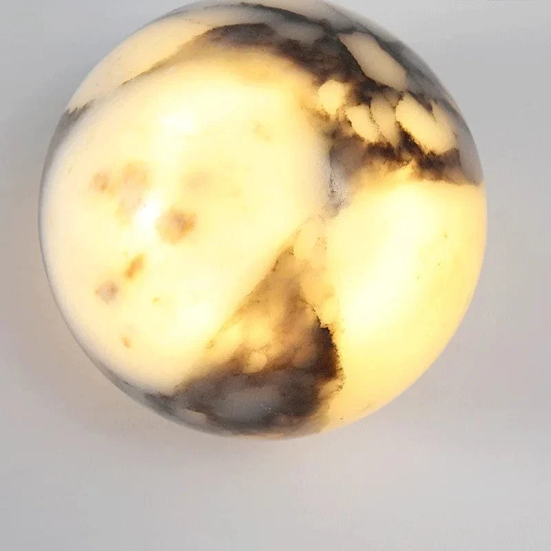 Ball Marble Natural Stone Wall Lamp Bedroom Bedside LED Light Luxury High-end Living room Hallway Staircase Sink Sconce