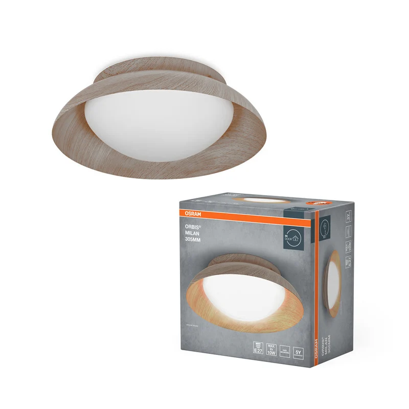 OSRAM ORBIS MILAN Plafonnier 305mm, couleur bois, 2xE27