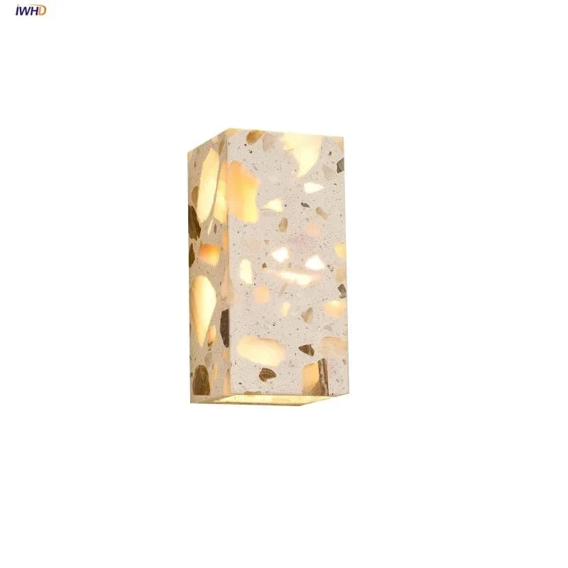 Applique Murale en Pierre Terrazzo IWHD – Lampe LED pour Salle de Bain, Chambre, Couloir et Extérieur