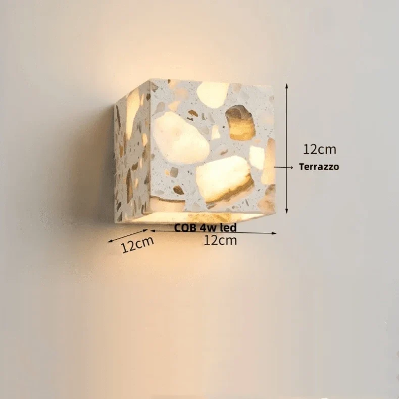 Applique Murale en Pierre Terrazzo IWHD – Lampe LED pour Salle de Bain, Chambre, Couloir et Extérieur