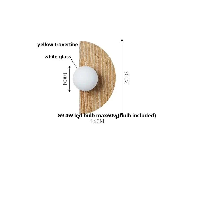 Applique Murale en Pierre Terrazzo IWHD – Lampe LED pour Salle de Bain, Chambre, Couloir et Extérieur