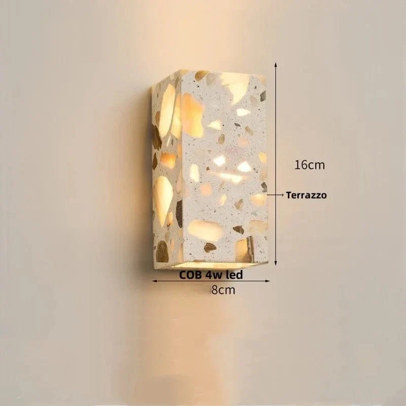 Applique Murale en Pierre Terrazzo IWHD – Lampe LED pour Salle de Bain, Chambre, Couloir et Extérieur