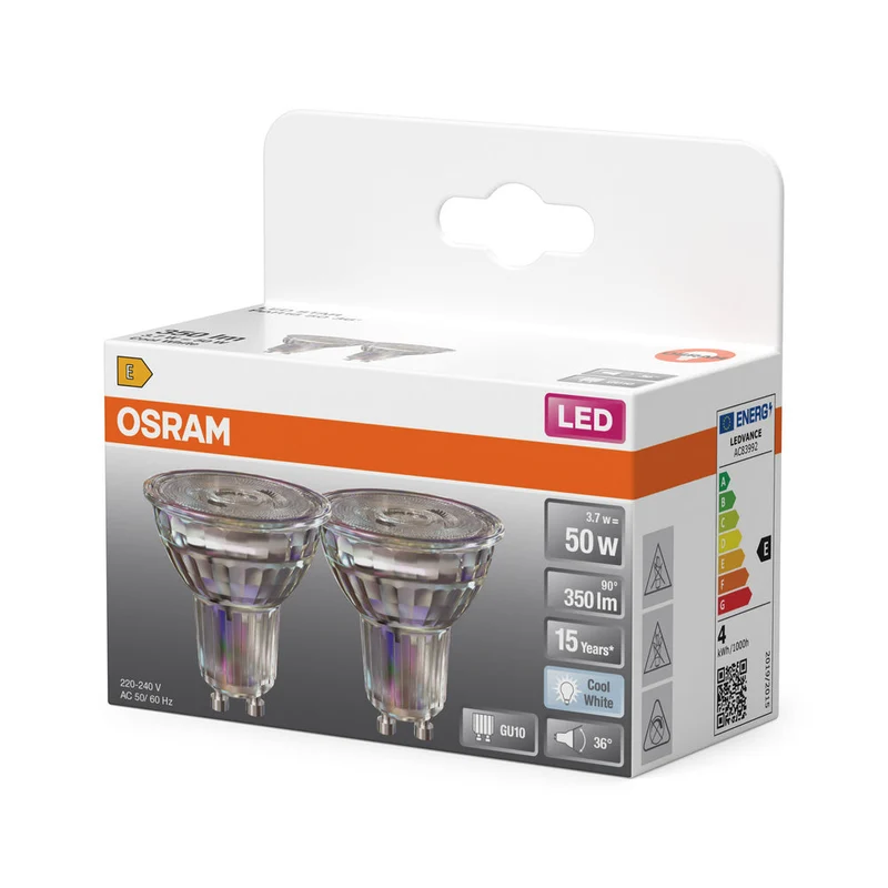 OSRAM LED réflecteur lampe LED STAR PAR16 4.3W 840 GU10 350 lm, 4000 K, blanc froid, pack de 2