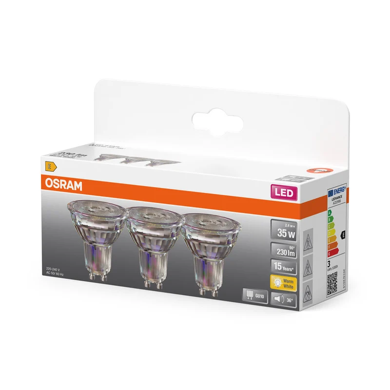 OSRAM LED réflecteur lampe LED STAR PAR16 2.6W 827 GU10, 230 lm, 2700 K, blanc chaud, pack de 3