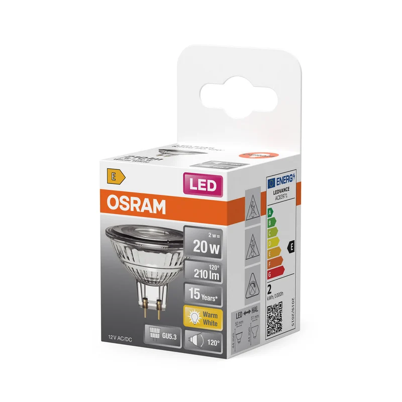 OSRAM SPOT MR16 GL 20 LED-Reflektorlampe, 2,6W, 200lm, GU5.3, blanc chaud