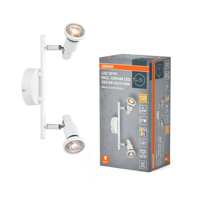 OSRAM LED SPOT GU10 Plafonnier 2 x 3,4W, 460lm, blanc