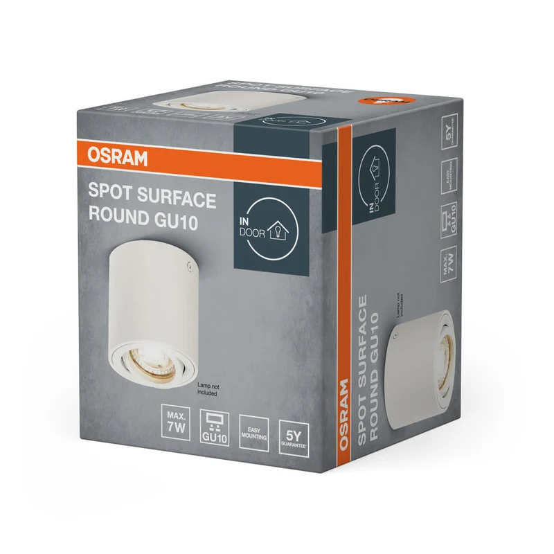 OSRAM Spot Surface Round Spot de plafond en saillie, Ø 80mm, blanc, GU10
