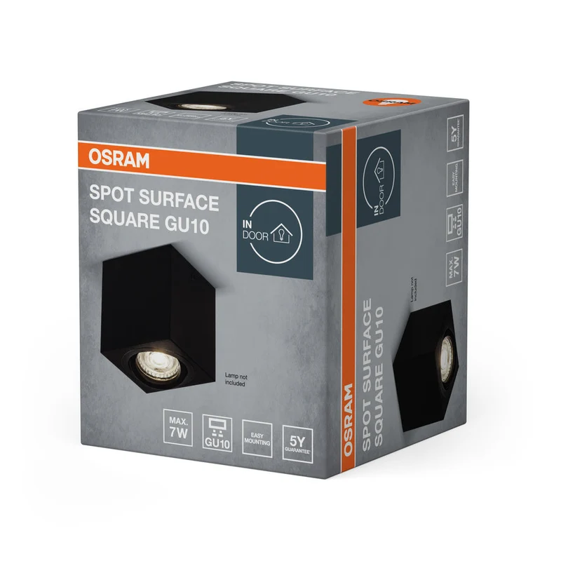 OSRAM Spot Surface Carré Spot de plafond en saillie 80x80mm, noir, GU10