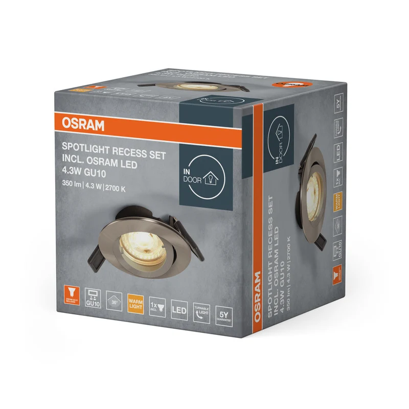 OSRAM ENCASTRÉ SPOTLIGHT TWISTLOCK LED Ø 88,5mm, blanc 4,3W / 2700K Blanc chaud GU10