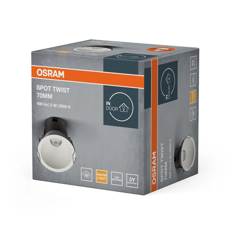 OSRAM SPOT TWIST Downlight Ø 70mm, blanc, 5W, 400lm, 830 WT