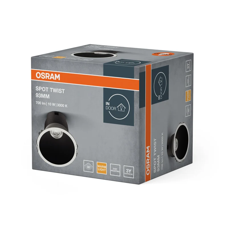 OSRAM SPOT TWIST Ø 93mm Plafonnier encastré, noir, 10W, 800lm, 830 WT