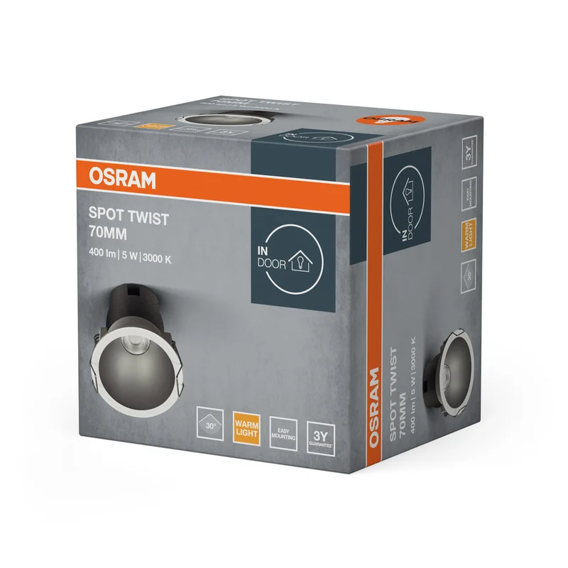 OSRAM SPOT TWIST Ø 70mm Downlight, argent, 5W, 400lm, 830 WT