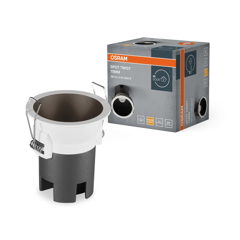 OSRAM SPOT TWIST Ø 70mm Plafonnier encastré, noir, 5W, 400lm, 830 WT