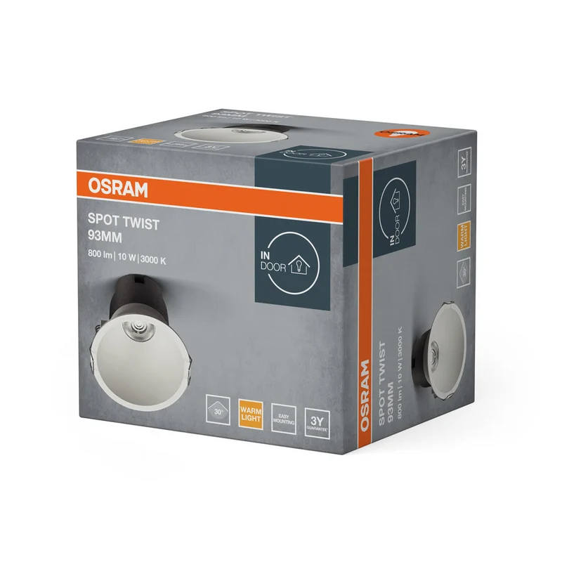 OSRAM SPOT TWIST Ø 93mm Plafonnier encastré, blanc, 10W, 800lm, 830 WT