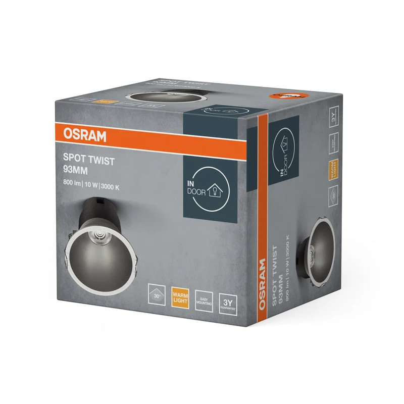 OSRAM SPOT TWIST Ø 93mm Plafonnier encastré, argent, 10W, 800lm, 830 WT