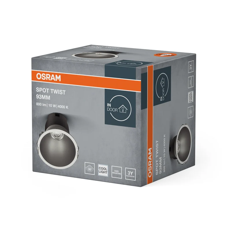 OSRAM SPOT TWIST Ø 93mm Plafonnier encastré, argent, 10W, 800lm, 840 WT