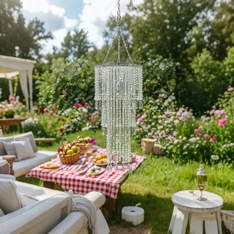 Acrylic Chandelier Lamp Shade Crystal Ceiling Light Covers Sparkling Beaded Pendant Lampshade Wedding Bedroom Home Decor