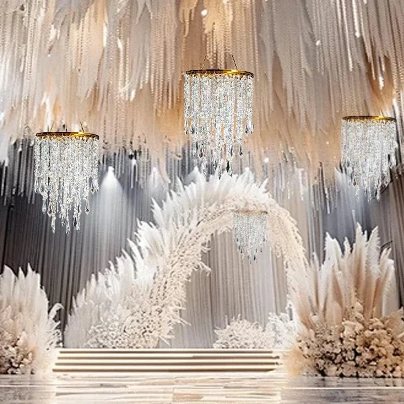 Acrylic Chandelier Lamp Shade Crystal Ceiling Light Covers Sparkling Beaded Pendant Lampshade Wedding Bedroom Home Decor