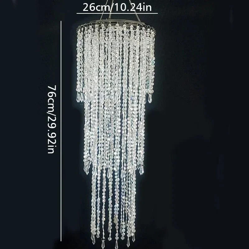Acrylic Chandelier Lamp Shade Crystal Ceiling Light Covers Sparkling Beaded Pendant Lampshade Wedding Bedroom Home Decor