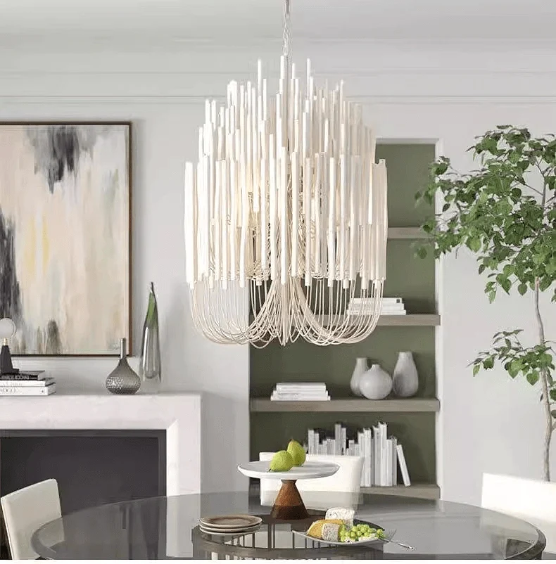 Lustre Chandelier en Bois Blanc