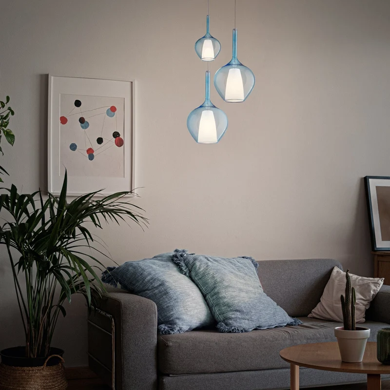 Suspension Verre Bleu Poire