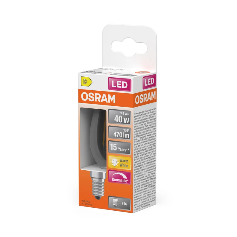 OSRAM Rétrofit Classic B LED Lampe forme bougie dimmable (ex 40W) 5W / 2700K Blanc chaud, E14