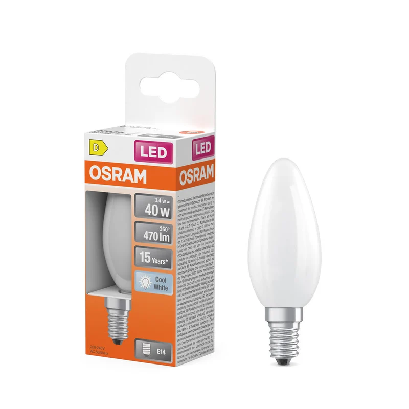 OSRAM Rétrofit Classic B LED Lampe forme bougie mate (ex 40W) 4W / 4000K Blanc froid E14