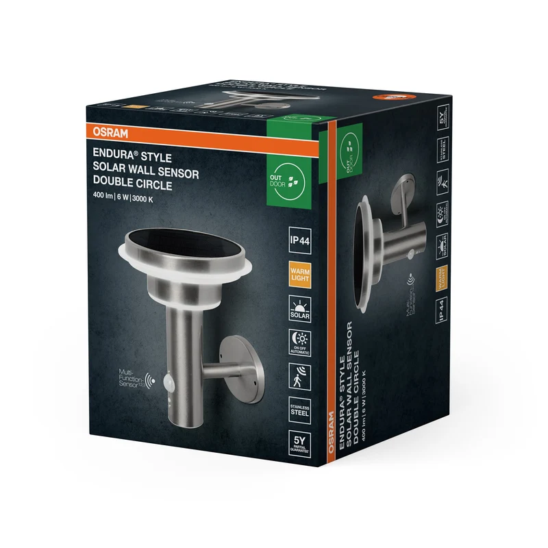 OSRAM ENDURA® Style Double Circle Applique solaire LED avec capteur 6W / 3000K Blanc chaud