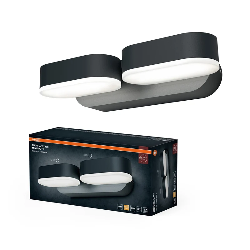 OSRAM LED Applique murale et plafonnier, luminaire pour applications extérieures, blanc chaud, 100,0 mm x 230,0 mm x 54,0 mm, ENDURA STYLE MINI SPOT