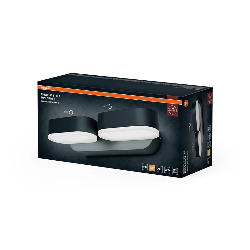 OSRAM LED Applique murale et plafonnier, luminaire pour applications extérieures, blanc chaud, 100,0 mm x 230,0 mm x 54,0 mm, ENDURA STYLE MINI SPOT