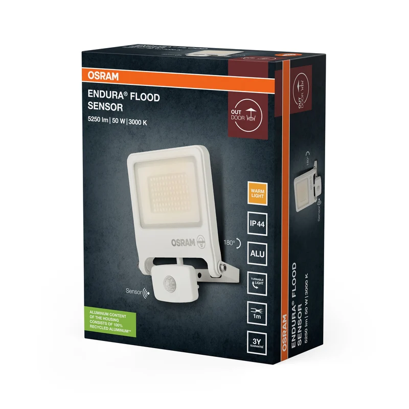 OSRAM ENDURA® FLOOD Capteur Blanc Chaud 50 W 3000 K WT