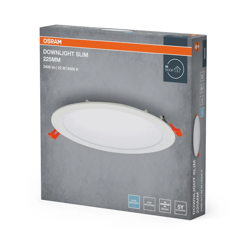 OSRAM ENCASTRÉ SLIM DOWNLIGHT LED Plafonnier, Ø 225mm, 220…240V 22W / 6500K Blanc froid