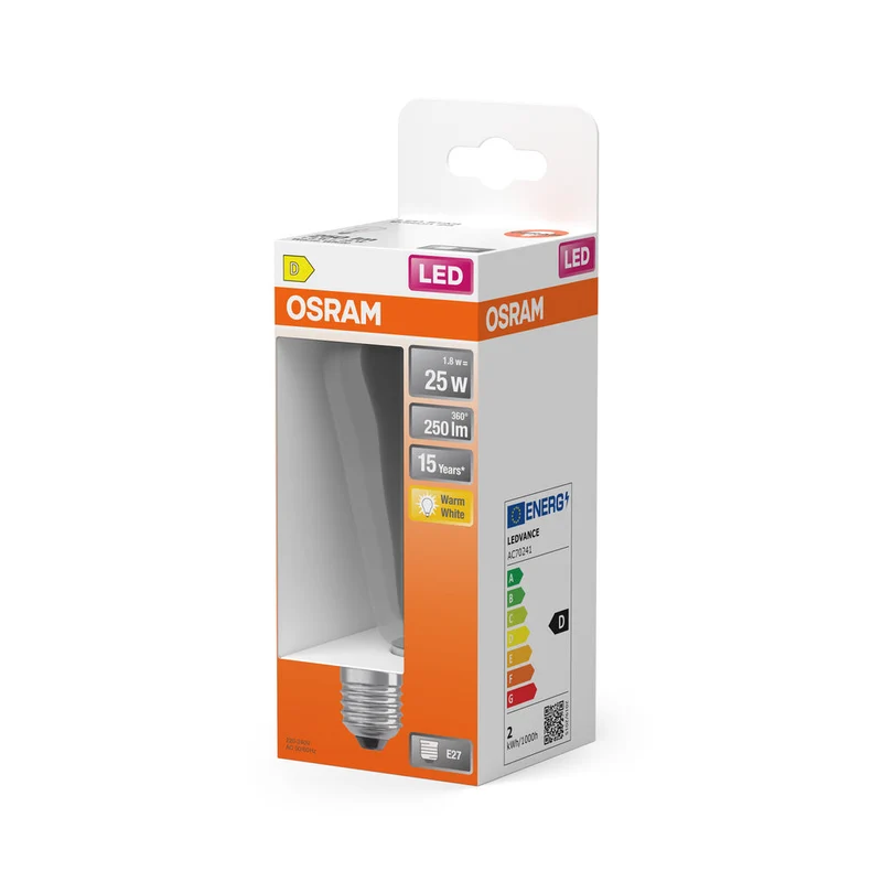OSRAM LED Lampe LED Retrofit CLASSIC ST 2.5W 827 Clair E27, 250 lm, 2700 K, Blanc chaud