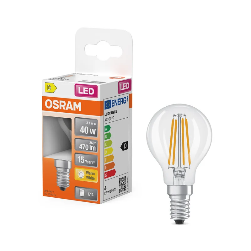 OSRAM Rétrofit Classic P LED Lampe mate (ex 40W) 4W / 2700K Blanc chaud E14