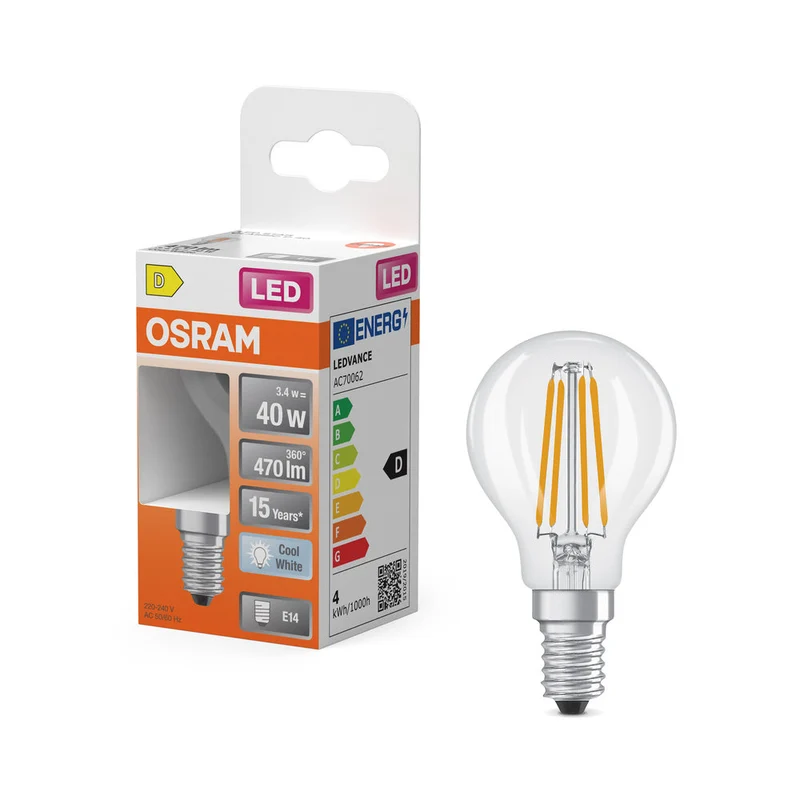 OSRAM Rétrofit Classic P LED Lampe (ex 40W) 4W / 4000K Blanc froid E14