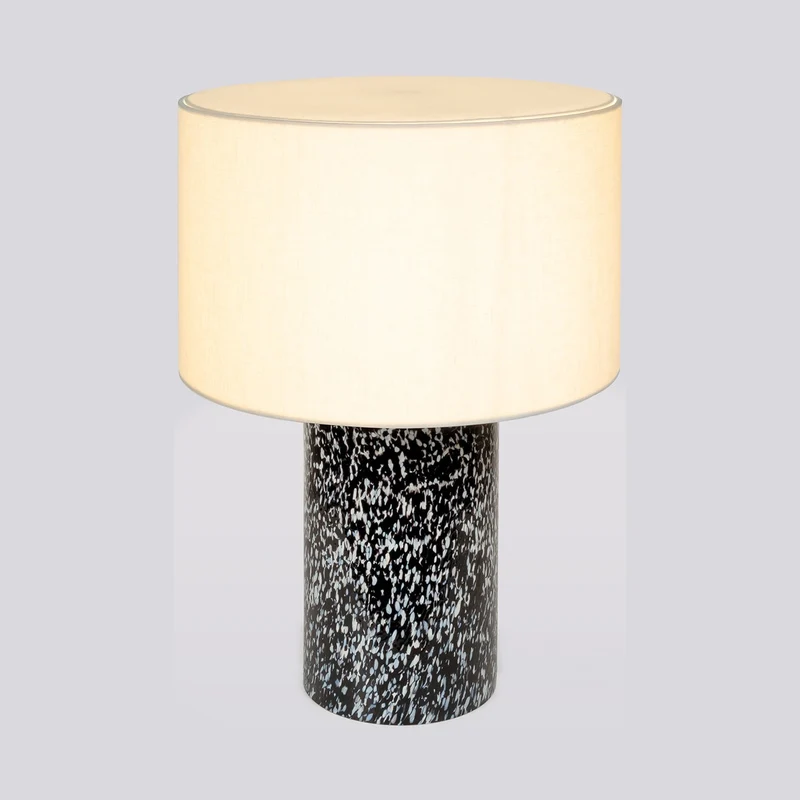 Stories of Italy Black & White Pillar Lamp / Linen