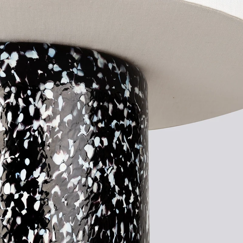 Stories of Italy Black & White Pillar Lamp / Linen