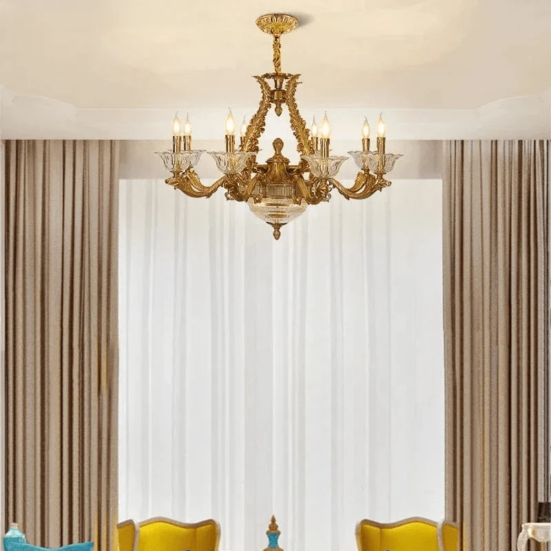 Chandelier Laiton avec Ornements