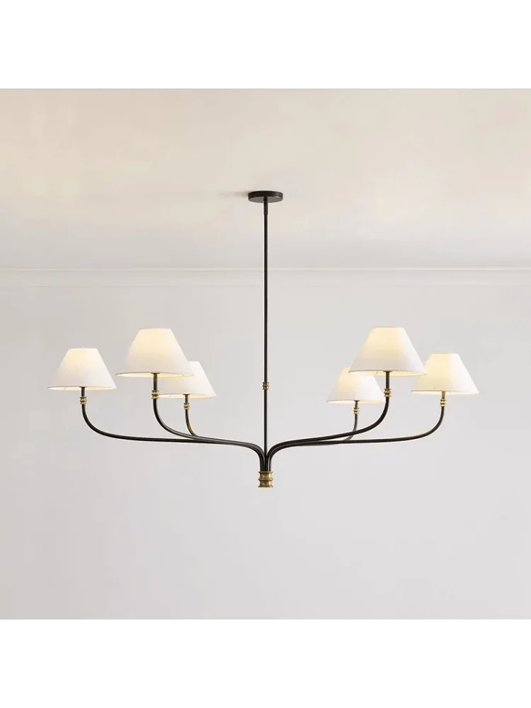 Lustre Cuisine Noir Abat Jour Blanc