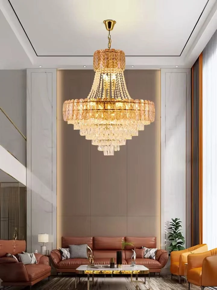 Grand Lustre Dore pour Salon