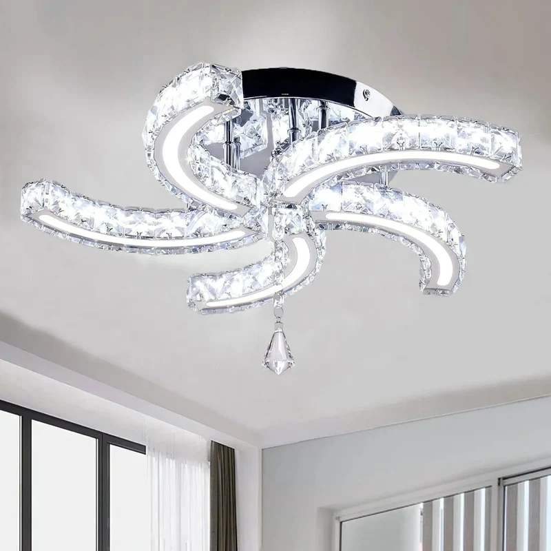 Plafonnier en Cristal et Argent